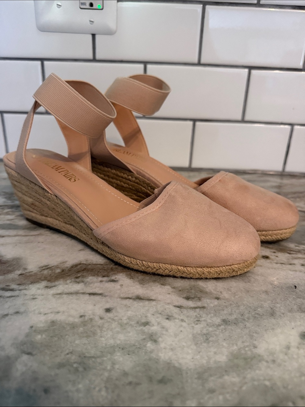 Dream pairs Women’s Ankle-Strap Espadrille Wedge Sandals in Nude Pink